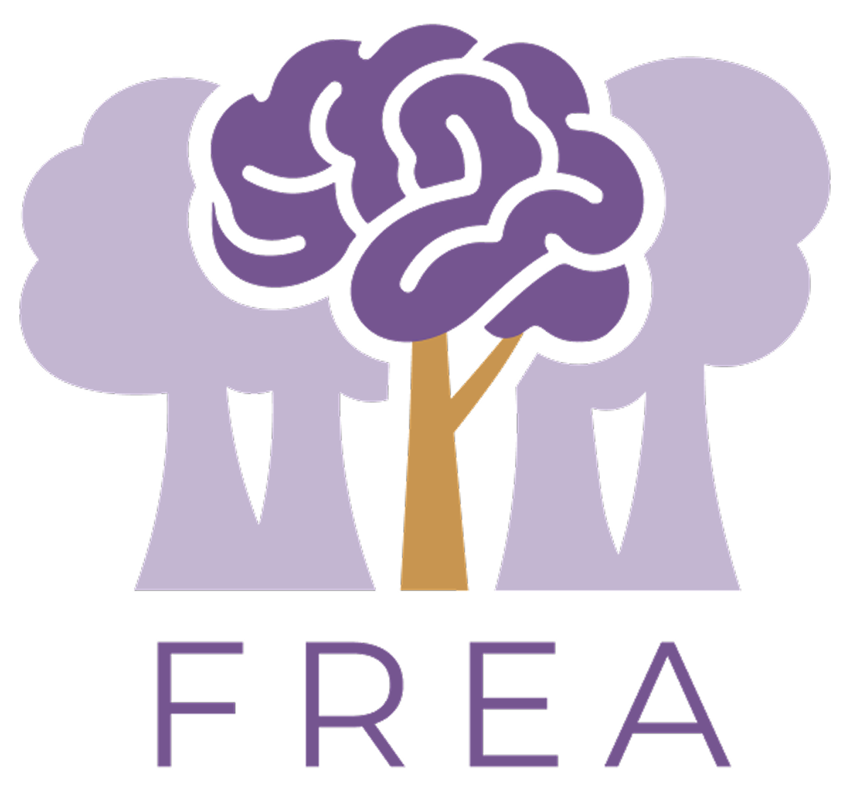A purple logo of a tree with a brain on it