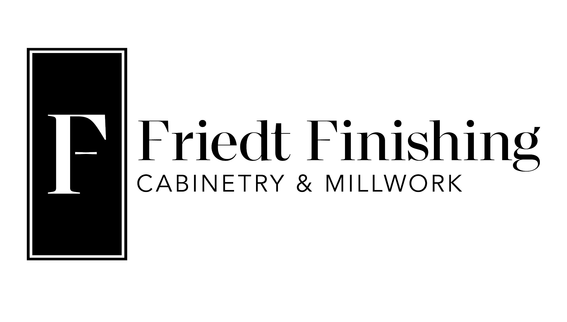 A logo with a rectangle and an F inside and the title friedt finishing beside it