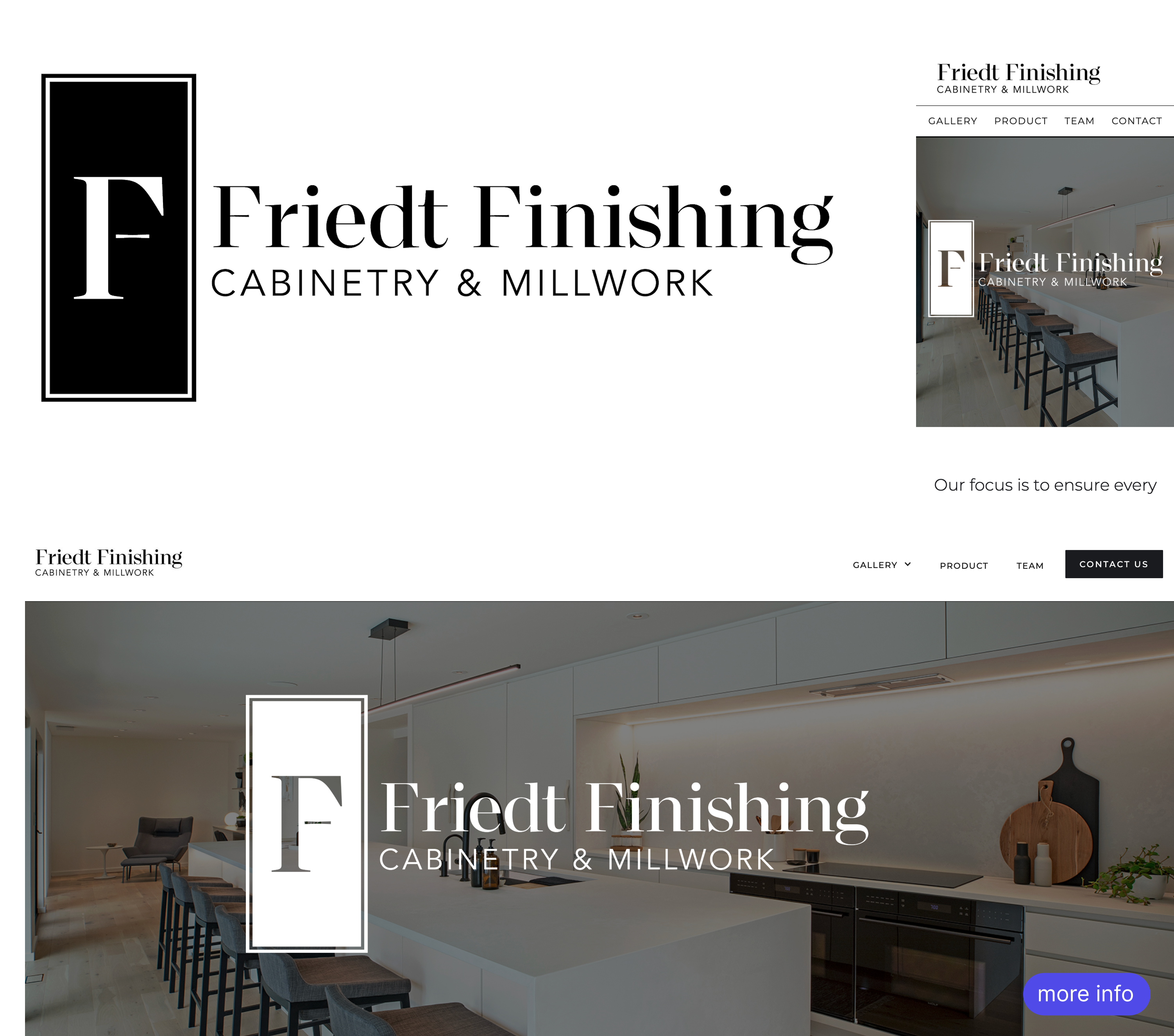 A logo with a rectangle and an F inside and the title friedt finishing beside it