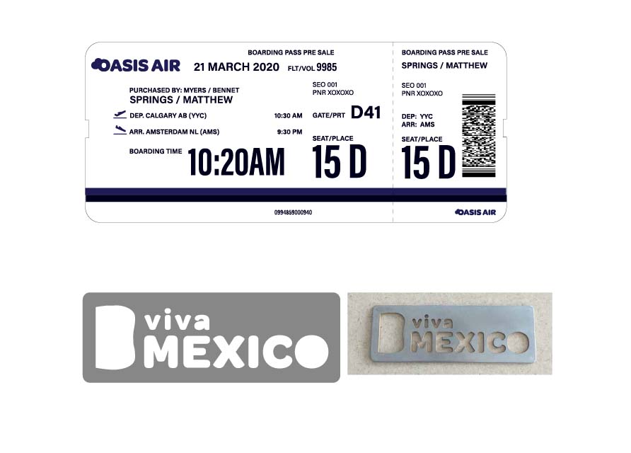 Plane ticket and bottle opener design